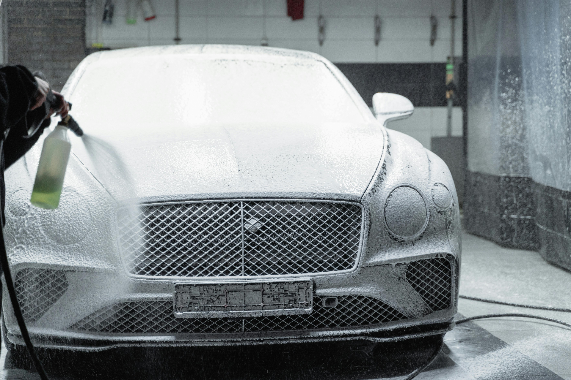 Detailed car under studio lighting